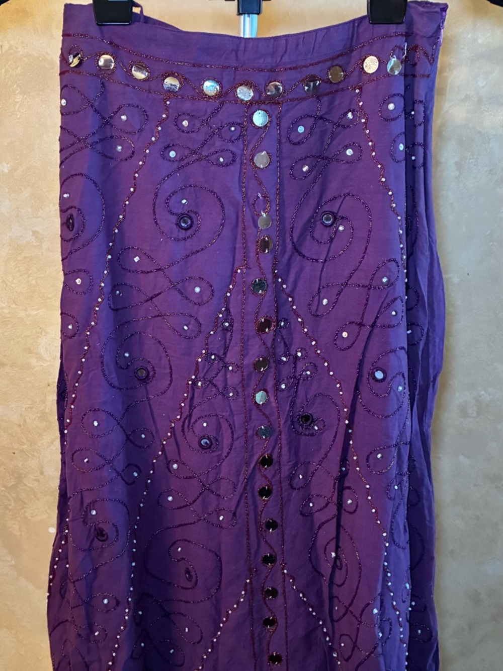 Purple Sequined Maxi Skirt
